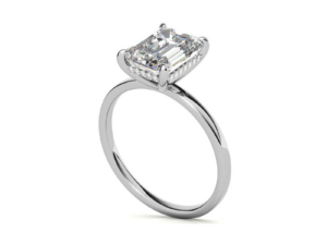 RITA Emerald Cut Lab Grown Diamond Hidden Halo Solitaire Engagement Ring