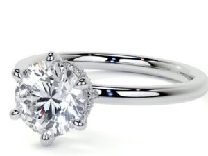 GINA Round brillliant Lab Grown Diamond  Hidden Halo Solitaire Engagement Ring