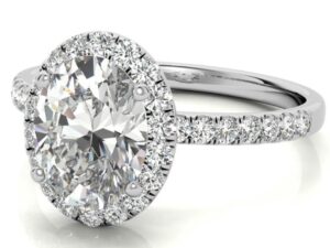 TERESA Oval cut  lab Grown diamonds full accent halo Engagement Ring