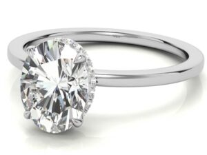 LERATO Oval Cut Lab Grown Diamond Classic Hidden Halo Solitaire Engagement Ring