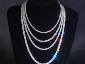 KIA 2mm[0.06ct each stone] Moissanite Tennis Necklace in Sterling Silver Triple Rhoduim Plated