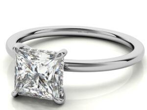 LIZELLE Princess Cut Lab Grown Diamond Classic Hidden Halo Solitaire Engagement Ring