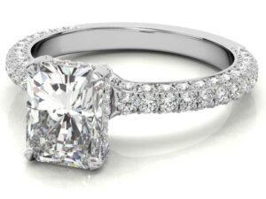 DENISE Radiat cut Lab Grown Diamonds full accent halo Engagement Ring