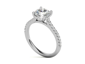 KELLY Round brilliant Lab Grown Diamond Hidden Halo Cathedral Setting and Diamond Band engagement ring