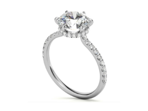 NALEDI Round Brilliant Lab Grown Diamond Tension design Hidden Halo  and Diamond Band ring