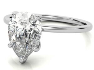 CHANTELLE Pear Cut Lab Grown Diamond Classic Hidden Halo Solitaire Engagement Ring
