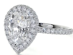 KAYLA Pear cut Lab Grown Diamonds full accent head halo design Engagement Ring