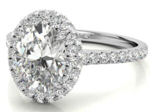 LUNA Oval cut  diamond Catherdral setting full accent halo Engagement Ring