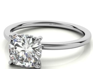 RACHEL Cushion Cut Lab Grown Diamond Classic Hidden Halo Solitaire Engagement Ring