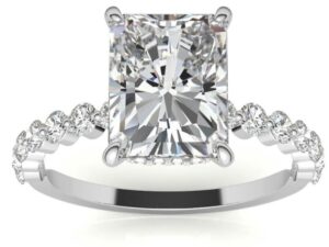 LERATO Radiant Cut Lab Grown Diamonds Hidden Halo and Starlight Diamond Band Engagement Ring