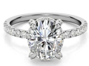 TESSA Oval Cut  Lab Grown Diamond Classic Hidden Halo  and Diamond Band Engagement Ring