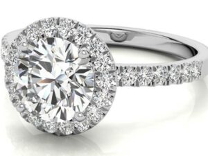 WENDY Round Brilliant Lab Grown Diamonds  Full Accent Halo Engagement Ring