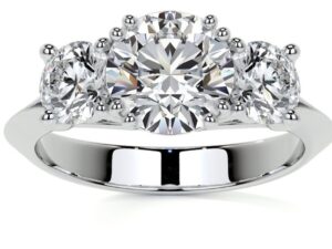 KERRY Round Brilliant  Lab Grown Diamonds Knife Edge Band Trilogy Engagement Ring