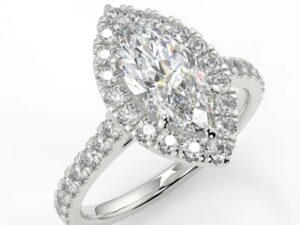 MARLENA Marquise Cut Lab Grown Diamonds  Full Accent halo Engagement Ring