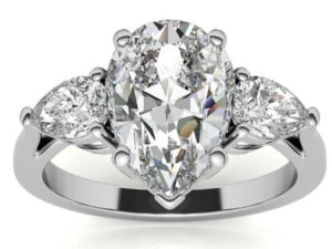 ASHLEY Pear Cut Lab Grown diamonds classic Trilogy design Engagement Ring
