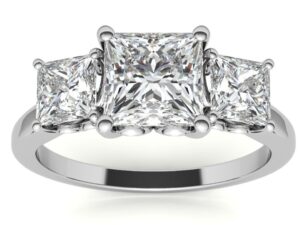 ANNEKE Princess Cut Lab Grown Diamonds set in Classic Design Trilogy Engagement Ring