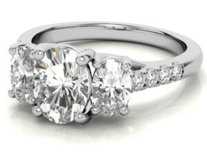 GINA Oval cut Lab Grown Diamonds Trellis Design Trilogy Engagement Ring