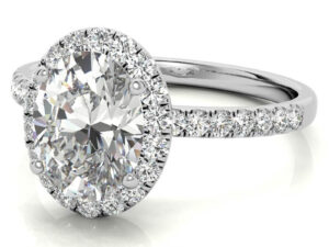GEMMA Oval Cut Lab Grown Diamonds full accent halo Engagement Ring