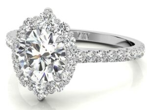 LILLY Round Brilliant Lab Grown Diamonds Full Accent Halo Cathedral Setting Engagement Ring