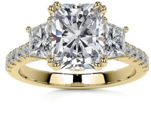 TYLER JEAN Radiant and trapazoid cut Lab Grown Diamond band Design Trilogy Engagement Ring