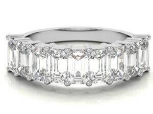 Tulsi Emerald  Cut 9 stone 5x3mm[0.32ct] each total 2.88ct Half Eternity lab grown diamond ring