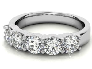 Zelda 4.5mm[0.35ct each) 5 stone 1.75ct total lab grown diamond Round Half Eternity