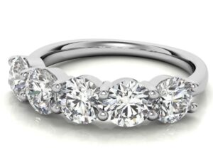 debbie design 3.5mm[0.15ct each) 5 stone 0.75ct total lab grown diamond half eternity ring