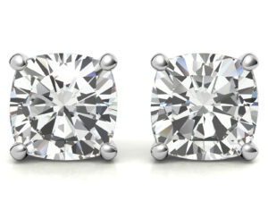 AISHA 4 Claw Square Cushion Cut Lab Grown Diamond Stud Earrings