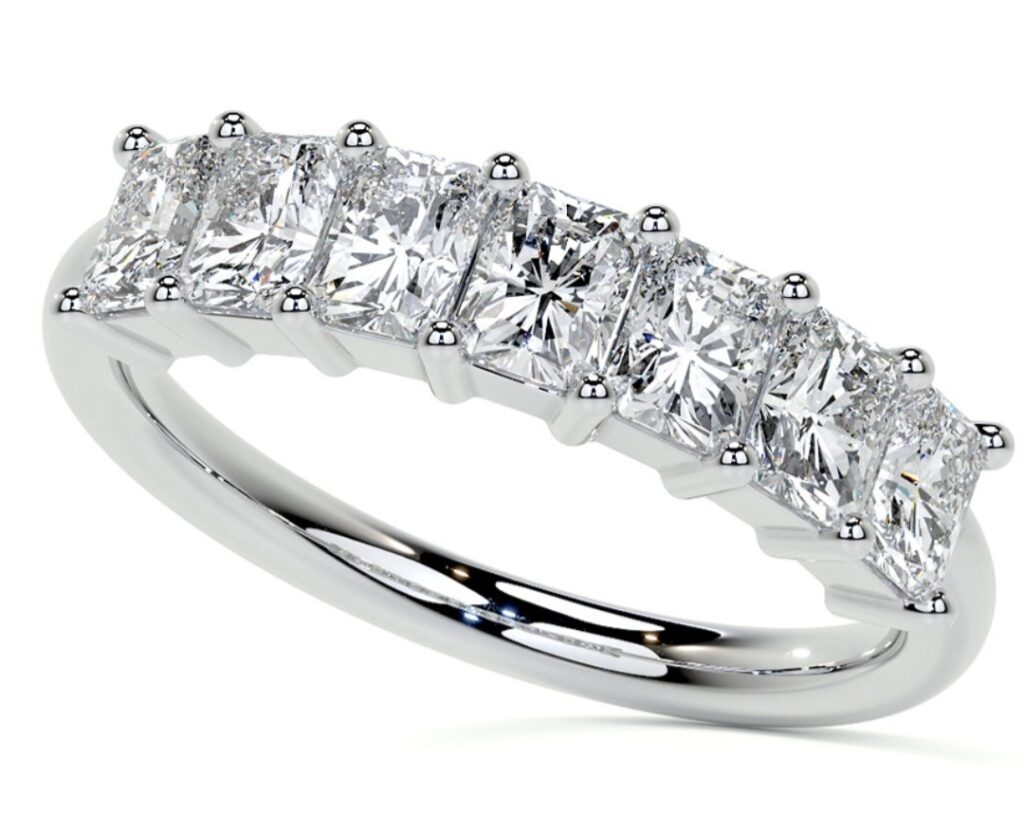 BELINDA Radiant Cut 7 Stone 4X3mm[0.23ct] Each Total 1.61ct Half Eternity Lab Grown Diamond Ring