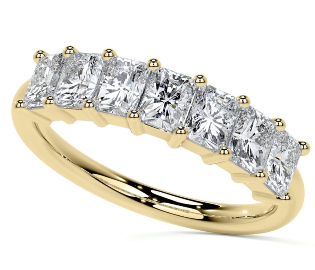 JULIE Radiant Cut 7 Stone 4.5X3.5mm[0.32ct] Each Total 2.24ct Half Eternity Lab Grown Diamond Ring