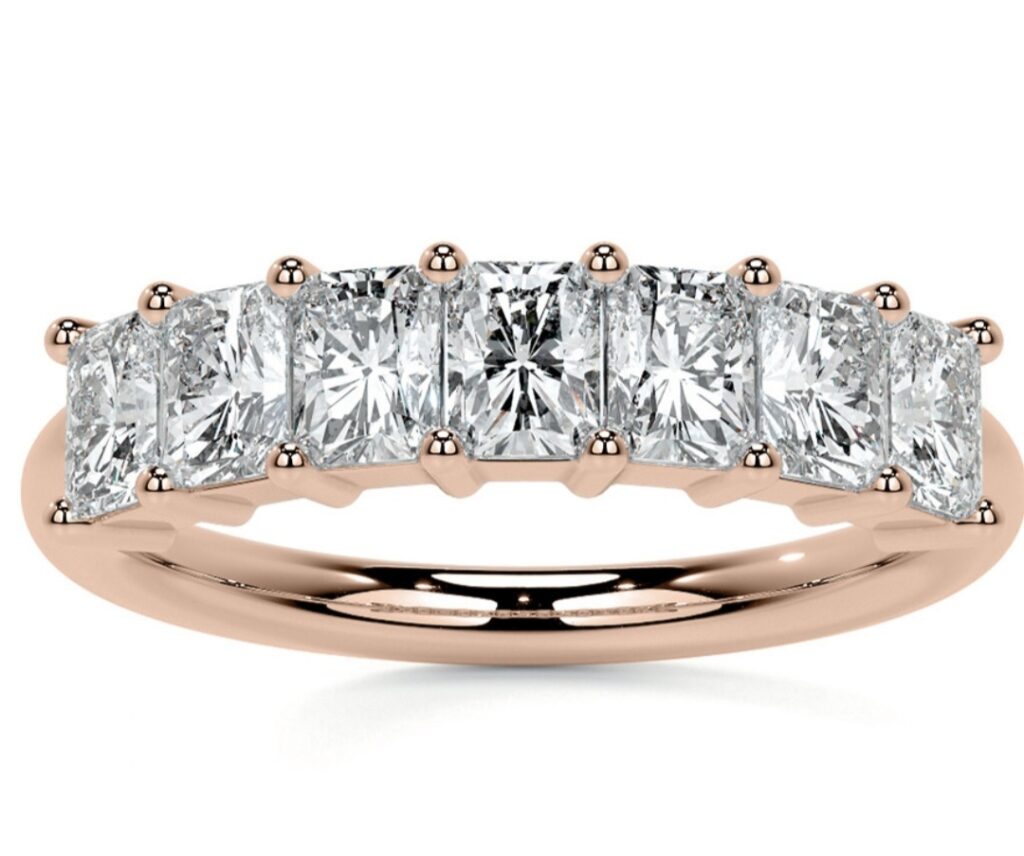 DIVA Radiant Cut 7 Stone 5.5X3.5mm[0.41ct] Each Total 2.87ct Half Eternity Lab Grown Diamond Ring