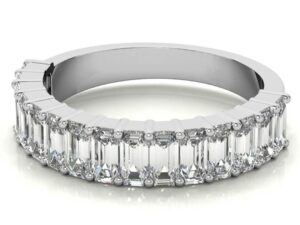 RENE Emerald Cut 15stone 4X2.5mm[0.32ct] Each Total 2.55ct Half Eternity Lab Grown Diamond Ring
