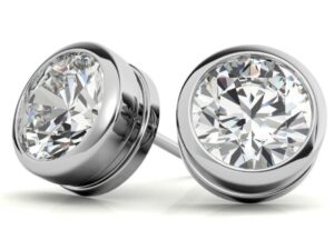 ZAHARA Full Tube Setting Round Brilliant Cut Lab Grown Diamond Stud Earrings
