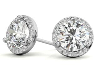 KAGISO Full Halo Setting Round Brilliant Cut Lab Grown Diamond Stud Earrings